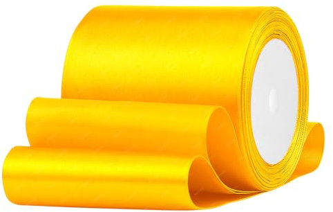 Gelb Satinband 100mm x 22 Meters Stoffbänder für Geschenkverpackungen, Blumensträuße, Kunsthandwerk und Hochzeitsdekoration