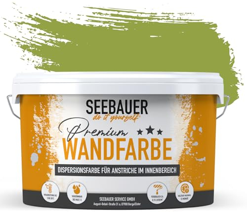 SEEBAUER diy Wandfarbe Grün 2,5L für Innen (No. 724 Wild Jungle) Edelmatte grüne Innenfarbe - Grüntöne sehr hohe Deckkraft - Matt, Abwaschbar und Tropffrei