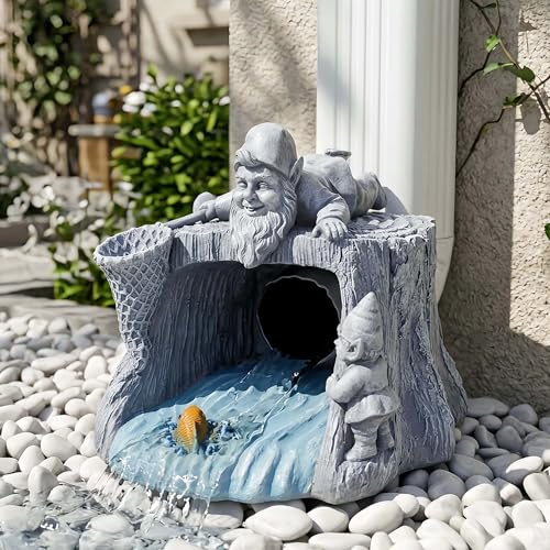 Euiroet Lustige Zwergenstatue – umweltfreundliche Kunstharz-Außendekor-Skulptur, Regenrinnenumlenker, Fallrohrverlängerung, Spritzblock, dekorative Dachrinnenverlängerung, perfekt für 3 x 4 Fallrohre