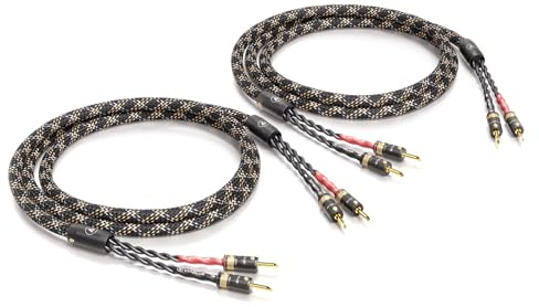 VIABLUE SC-4 Silver Single-Wire * High-End Lautsprecherkabel * T8 * Modell 2024 * Bananenstecker, echtvergoldet * 1 Paar * mit Splitter * 150 cm * 1.5 m