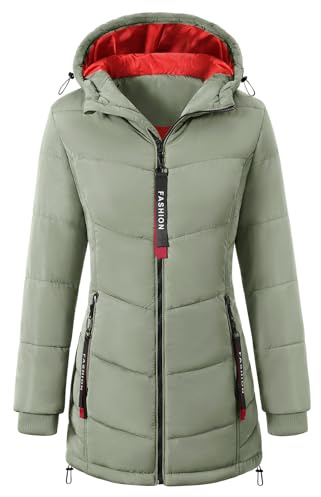 CMTOP Cappotto Donna Invernale Caldo Cappotto con Cappuccio Spessa Giacca Trapuntata Lungo Autunno Invernali Giubbotto Casual Giacca Parka Trapuntata con Zip e Tasche