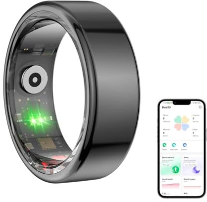 OBEST Smart Ring für Damen und Herren, Smart Fitness Tracker mit Schlafüberwachung, SpO2, Training, Herzfrequenz, Herzfrequenz, Herzfrequenz, wasserdicht IP68 für Android und iOS, Size 9