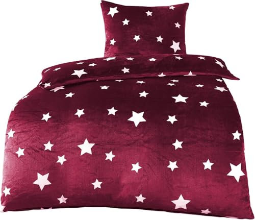 BSYYZQC BettwäSche 135x200 Roter Stern Bettbezug Luxuriös Flauschig mit ReißVerschluss 3D Drucke BettwäSche-Sets 2 Teilig Set Weiche Atmungsaktiv Mikrofaser BettbezüGe und 2 Kissenbezug