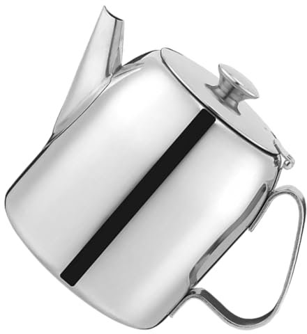 LALADEFIEE Teekanne aus Edelstahl 1800ml Silber mit Henkel Tropffrei Robust und Formstabil für Haushalt und Küche