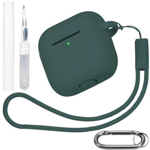 Hülle Kompatibel mit Air Pods 4 Hülle 2024, Silikon Hülle Kompatibel mit Apple AirPods 4 Generation Hülle Case, Stoßfeste Hülle für AirPod Case mit AirPod Reinigungsset Karabiner Trageband