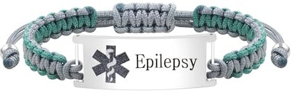JunyiDIY Epilepsie Medizinisches Alarmarmband für Erwachsene Senioren, Gewebtes Seil Identifikationsband Bequem und Langlebig für Tägliches Tragen Notfallsituationen YS5833​