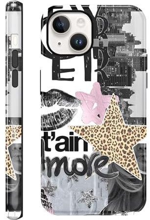 Knrlqim HandyHülle für iPhone 13 / iPhone 14 Hülle 6,1, Aesthetic Sterne Leopard Print Muster, Weich TPU Silikon Stoßfest Schutzhülle mit Kameraschutz, Mädchen Frauen Geschenk Cover, Muster 2