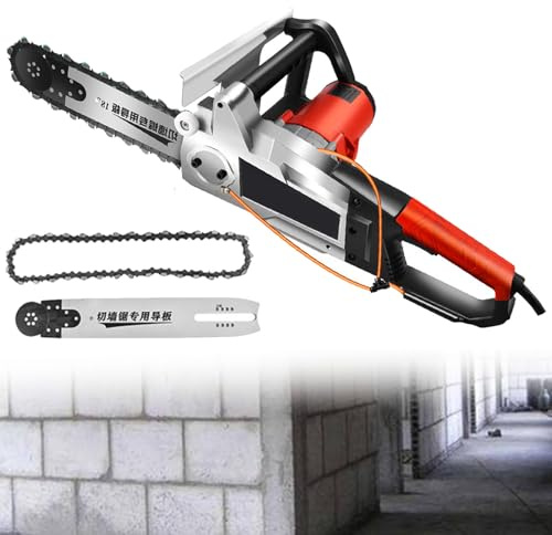 Elektrische Betonkettensäge, Nasswasserversorgung, Staubentfernung, Handbetonsäge mit Wasserpumpe, Ketten/Führungsschiene, zum Schneiden von Beton, Stahlstangen, Marmor,Single Chain-350