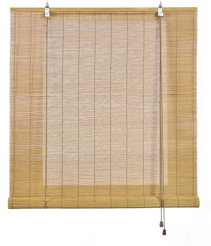 Tende a Rullo in Bambù Naturale Premium Stile Rustico, Protezione Solare e Oscuramento, Resistente all’Acqua, Tenda in Bambù per Porte e Finestre, STORESBASIC Colore Naturale 90x175