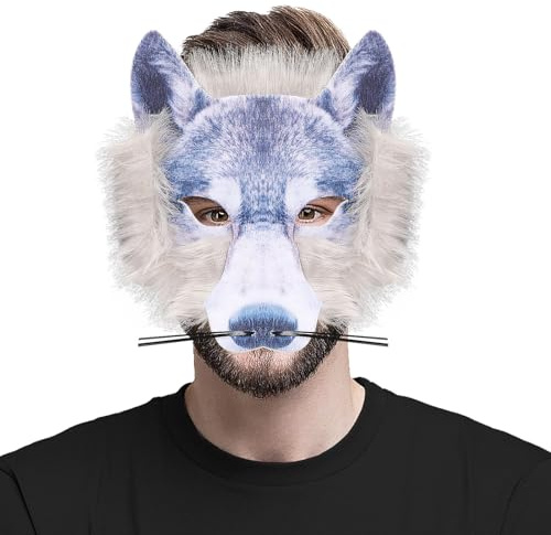 Joyincoser Masque réaliste de hibou et loup - Pour hommes et femmes - Idéal pour Halloween, cosplay, fête, carnaval et carnaval (loup)