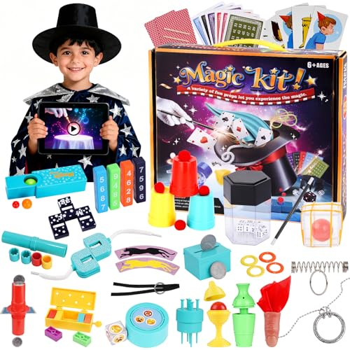 OGIMA Magic Kit for Kids Age 6+, 225+ Magic Tricks & Props with Manual and Step-by-Step Video, Easy to Learn Magic Set for Beginners, Magic Toys Birthday Gifts for Boys Girls Ages 6 7 8 9 10 11 12