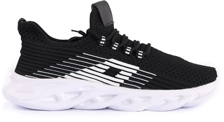 Mens Fashion Trainers – Lightweight Breathable Mesh Running, Sports & Leisure Shoes (Black, UK9)