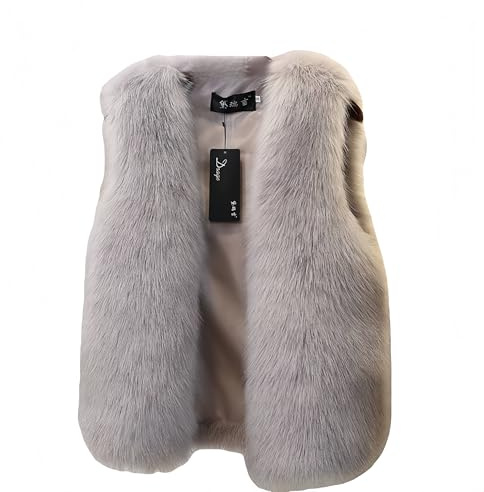 Proumhang Gilet Femme d'Automne-Hiver,Veste Sans Manches en Fausse Fourrure Épaisse,Couleur Unie,Chaud et Mode,Manteau Léger pour Sorties Gris M