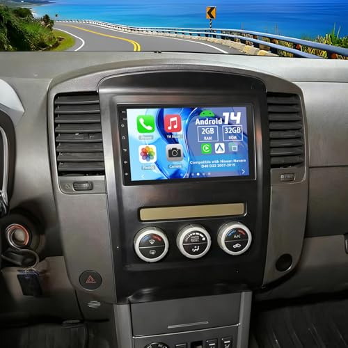 Slakerbe Android 14 Double Din Car Stereo Upgrade Radio for Nissan Navara D40 D22 2007-2015,7 Touchscreen w/Wireless Carplay Android Auto GPS WiFi Bluetooth RDS DSP SWC Mirrorlink Mic Backup Camera