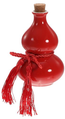 Homoyoyo Ceramic Gourd Wine Bottle 2 Liang Half Red Sealed Wine Jar Empty Gourd Container Traditional Home Decoration for Dining and Entertaining