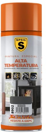 SPSIL Spray Pintura Temperatura Anticalorica Antracita 400 ml,Protección Anticorrosión para Radiadores, Motores, Parrillas y Más,Pintura para Coche y Moto,Resistencia 600°C