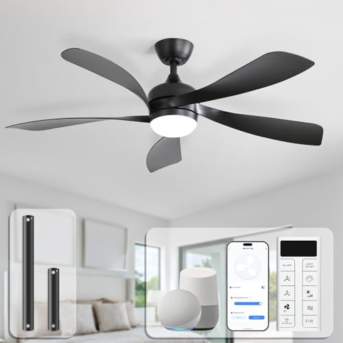Sofucor 132 cm Smart Deckenventilator mit Beleuchtung,Alexa/APP | Deckenventilator mit Licht, Fernbedienung, 3 Farbtemperatur, Timer, 6 Geschwindigkeiten, Leise DC für Wohnzimmer