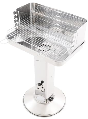 Czyurachel Holzkohlegrill Edelstahl, Säulengrill Höhe 90cm, BBQ Barbecue, Standgrill mit Lagerkorb, Grill Holzkohle Für Grillen beim Camping, auf dem Markt & Partys