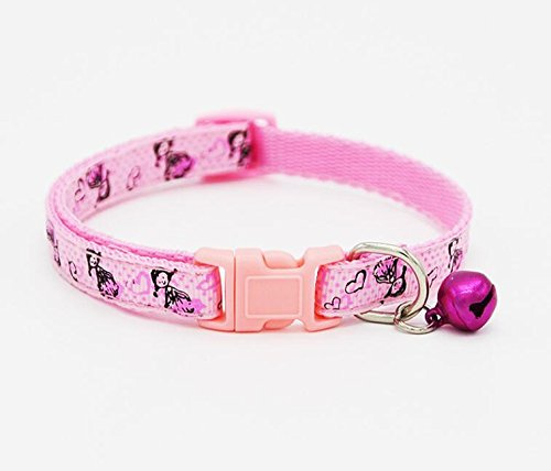 Verstellbares Katzenhalsband mit Glöckchen, Pink