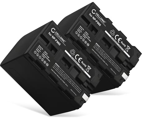 CELLONIC, Akku für Kamera, kompatibel mit Sony NP-F970, NP-F960, NP-F950, DCR-VX1000 (7.4V, 6600mAh) 2 Stück