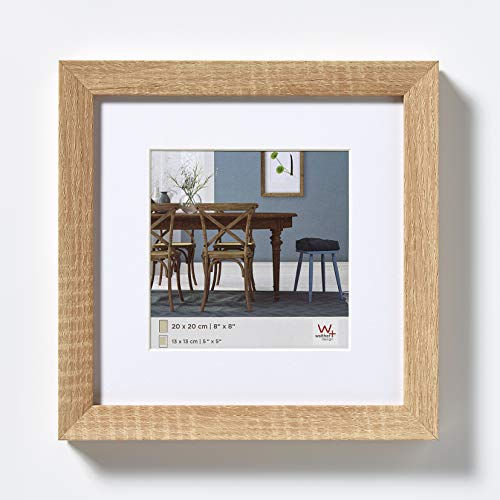 walther design Bilderrahmen eiche hell 40 x 40 cm mit Passepartout, Fiorito Holzrahmen EF440E