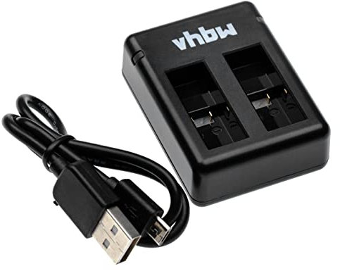 vhbw Dual USB Ladegerät kompatibel mit GoPro Hero 5, 7, 7 Silver, 2018, 8 Black, 7 White, 8, 6 Kamera Camcorder/Akku - Ladeschale, Ladeanzeige