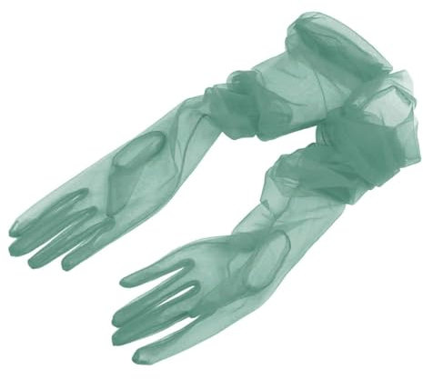 Agoky Damen Braut Vollfinger Lange/Kurze Handschuhe Hochzeit Stulpen Brautstulpen aus Transparent Tüll Party Cocktail Ball Accessoires Grün Hell Einheitsgröße