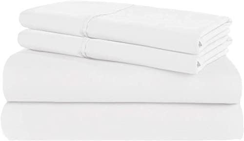Wohnmobil-Bettlaken, Wohnmobil-Bettwäsche-Set, 152,4 x 203,2 cm, bis zu 25,4 - 30,5 cm tiefe Tasche, 100 % ägyptische Baumwolle, 4-teilig, weiß, einfarbig