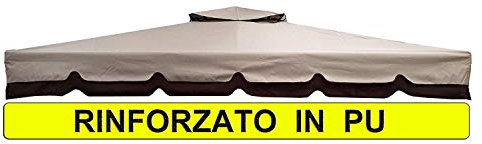 MICHELE SOGARI Telo Ricambio Rinforzato in PU Copertura Gazebo 3X4 250 gr Ricambio Camino Antivento Antipioggia in Poliuretano