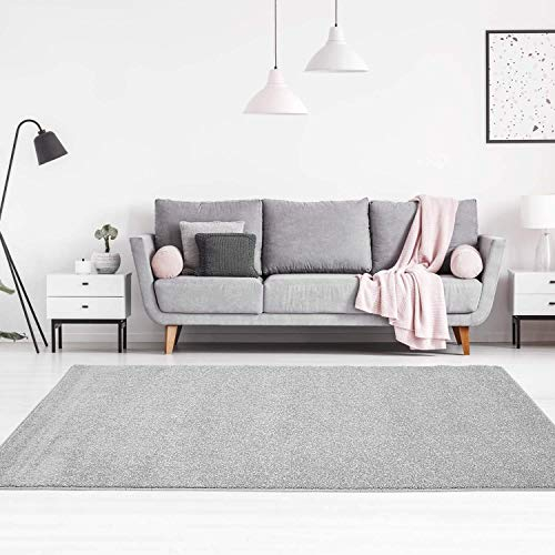 Teppich Einfarbig Grau - 120x160 cm - Moderne Flachflor Teppiche Wohnzimmer Jugendzimmer Kinderzimmer