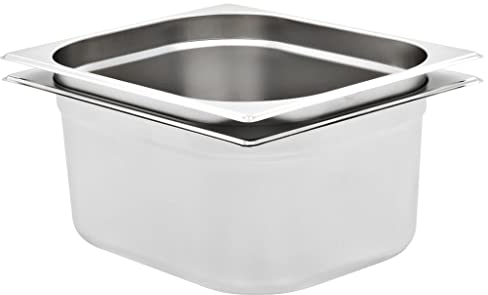 vidaXL 2X Contenitori Gastronorm Impilabili Universali Rettangolari Atossico Teglie Cucina GN 1/2 150 mm in Acciaio Inox Argento