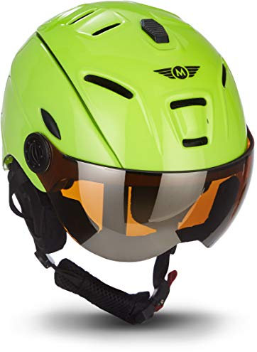 Moto Helmets K96 · Ski-Helm Snowboard · Damen & Herren · EN-1077 Zertifiziert (Neon, M (55-58cm))