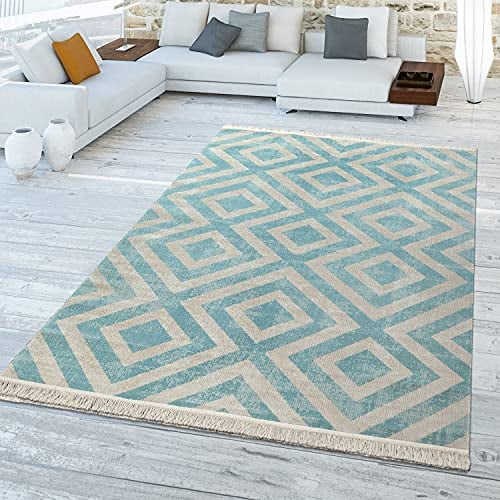 TT Home In-& Outdoorteppich Wetterfest Balkon Teppich Küche Rauten Design Soft Skandi Design Geometrisches Design, Größe:160x220 cm