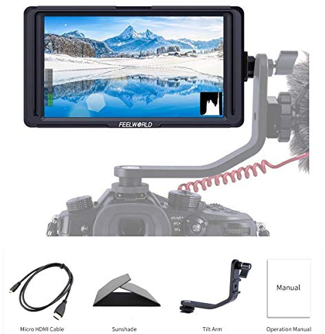 FEELWORLD F5 5 Inch DSLR Camera Field Monitor IPS Full HD 1920x1080 Support 4K HDMI Input Output Tilt Arm Power Output