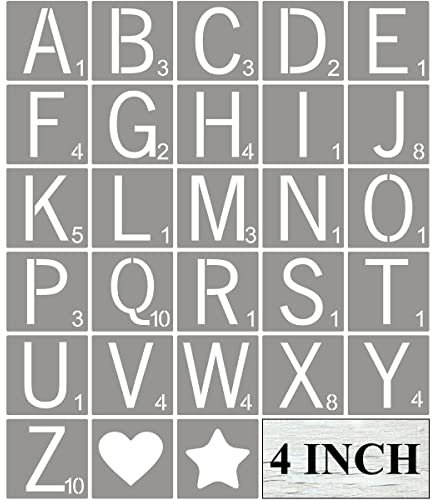 Scrabble Tile Letter Stencils 4 Inch - 28 Pack Scrabble Style Alphabet Stencil Templates for Painting on Wood, Reusable Plastic Stencils for Crafts Making & Wall Art Decorations