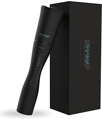 REVAMP Progloss Liberate Autocurler, Arricciacapelli Rotante Automatico Senza Fili in Ceramica con Tecnologia Ionica per Onde e Ricci, Infuso con Oli Protettivi, Temperatura 150°C-210°C, Nero