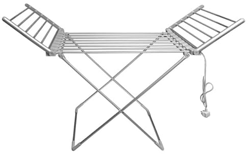 Electric Heated Clothes Dryer, Energy Efficient Foldable indoor Airer, Super Safe Laundry Drying Horse Rack (Silver)