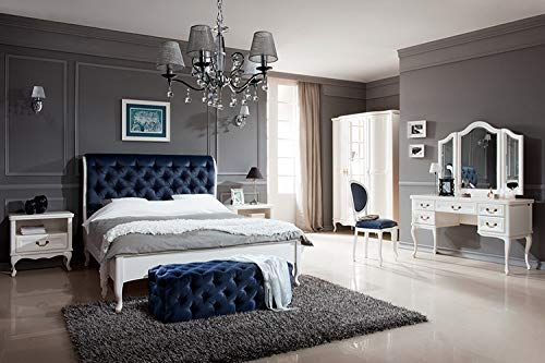 jvmoebel Chesterfield Bett Betten Doppelbett Ehebett Italienische Möbel Holz Textil Leder