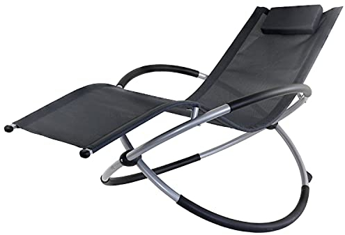 Kingpower Garten Liegestuhl Schaukelliege Campingliege Strandliege Sonnenliege Gartenliege Gartenstuhl Klappstuhl Liege Klappbar Faltbar Relaxliege Anthrazit