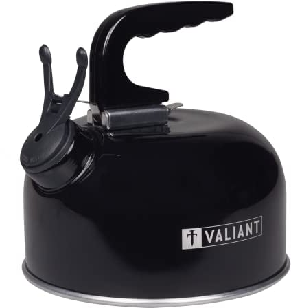 Valiant Bouilloire sifflante de camping portative FIR559, 1 L, noire, en aluminium, 1 litre