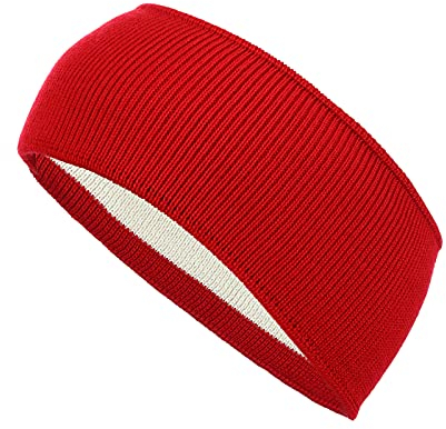 modAS Unisex Stirnband Winter Headband - Kopfband für Damen und Herren Ohrenwärmer aus Wolle in Rot