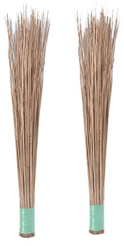ROTZ Floor Cleaning Natural Coconut Grass Broom Sticks (Set of 2)