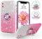 SouliGo for iPhone X/XS Case Glitter Bling Sparkle Shiny Sparkly Girls Cover with 360° Ring Holder Kickstand Magnetic Car Mount - Protective Phone Case for iPhone XS/X 5.8, Gradient Pink