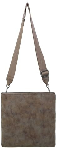 Fritzi Ronja Cross Vintage Crossbody Kunstleder Damen Umhängetasche Handtasche Festival City vegan Vintage-Waschung 15 x 29 x 3 cm – Schwarz, Rosa, Braun, Grün, Grau, Beige, Pink, Blau