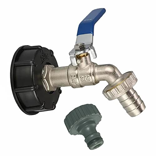 Bekindpro IBC Wasserhahn IBC Kugelauslaufhahn Adapter S60x6 Messing IBC Auslaufhahn 3/4 Zoll Gartenschlauch Wasserhahn Wassertank Schlauchanschluss Kugelhahn Ersatz IBC Tank Zubehör (3/4 Zoll)