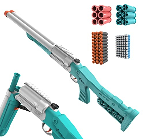 Spielzeug Schrotflinte mit Saugpfeil und Kartusche, Doppelläufige Spielzeugpistole Spielzeug-Schaum-Blaster für Kinder, Jugendliche, Teenager