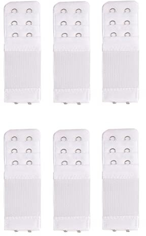 Yesmin Pack of 6 Bra Strap Extenders Extensions Elastic Extender Set 2 Hooks 1.3cm Spacing (White)