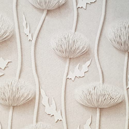 Werthers Stoffe Stoff Baumwolle Relief Pusteblumen Creme Ecru 3D-Optik Digitaldruck Leinenoptik