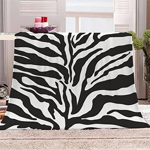 Schwarz Und Weiß Kuscheldecke Flauschige 70x100, 3D Zebra Fleecedecke Mikrofaser Sanft Flanell Weich Decke Sofaüberwurf Tagesdecke kinderdecke für Bett/Sofa