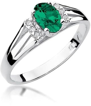 Damen Ring 585 14k Gold Weißgold echt Smaragd Edelstein Diamanten Brillanten
